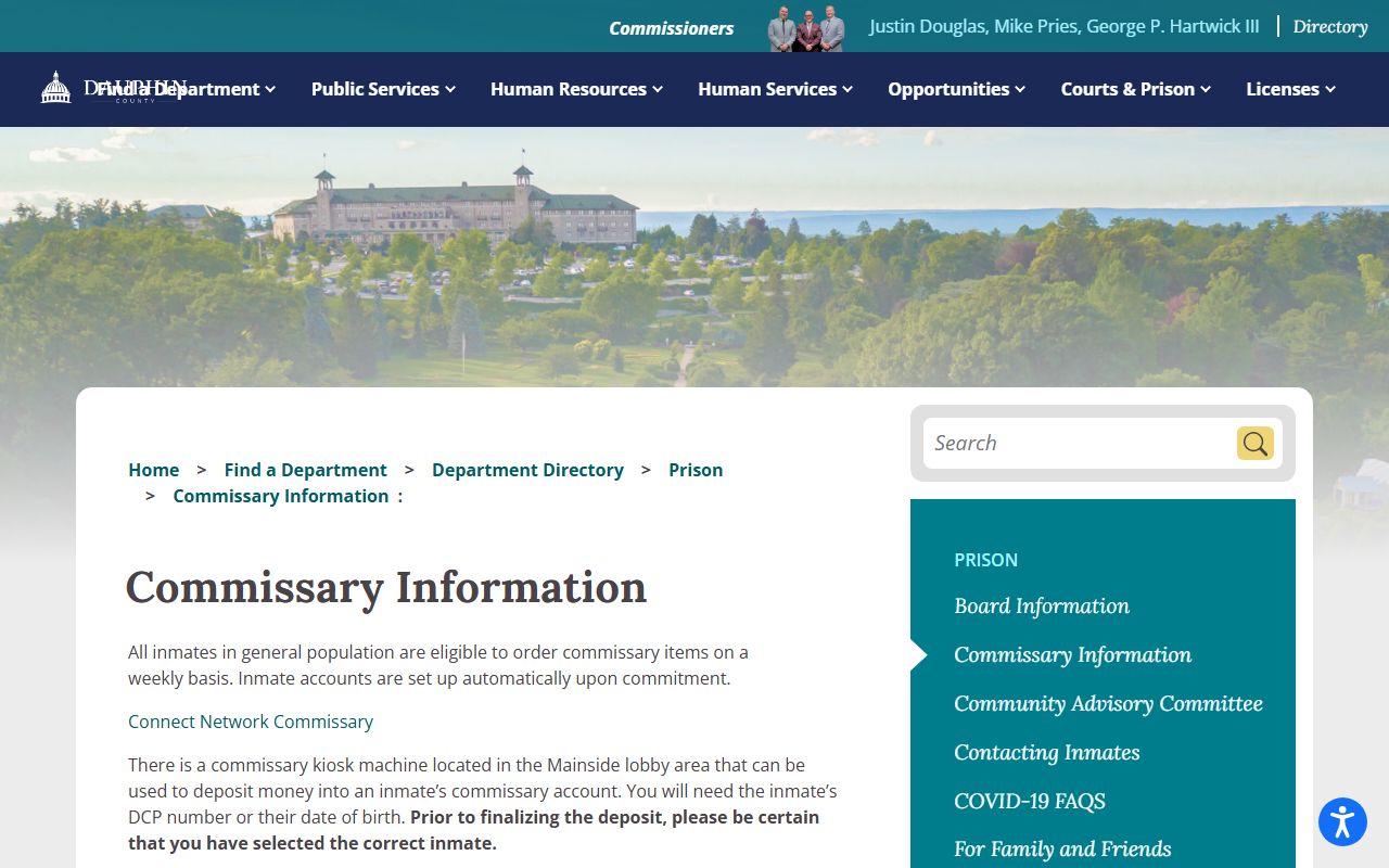 Dauphin County inmate records commissary information