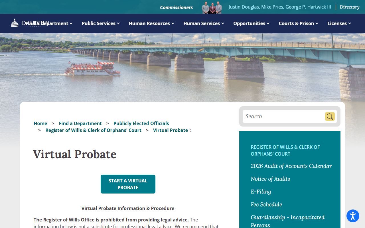 Dauphin County probate records virtual probate page