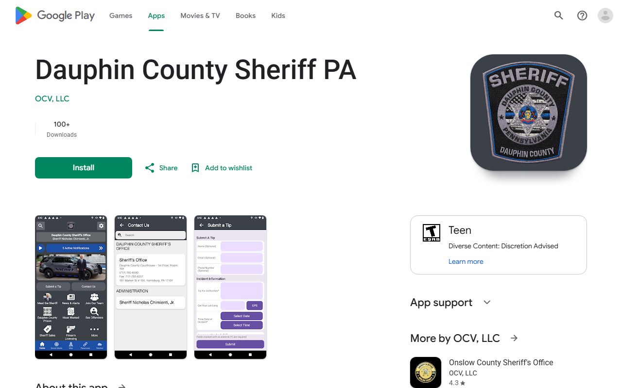 Dauphin County warrant records Sheriff Android app